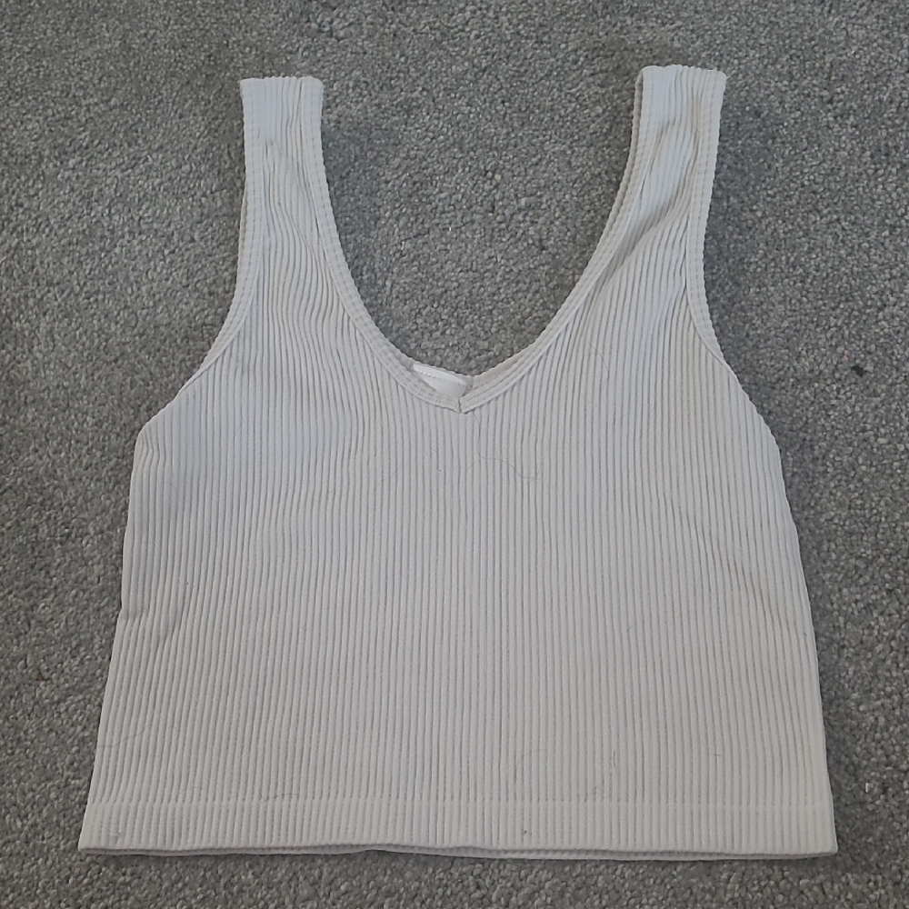 White Ribbed Women's Tank Top